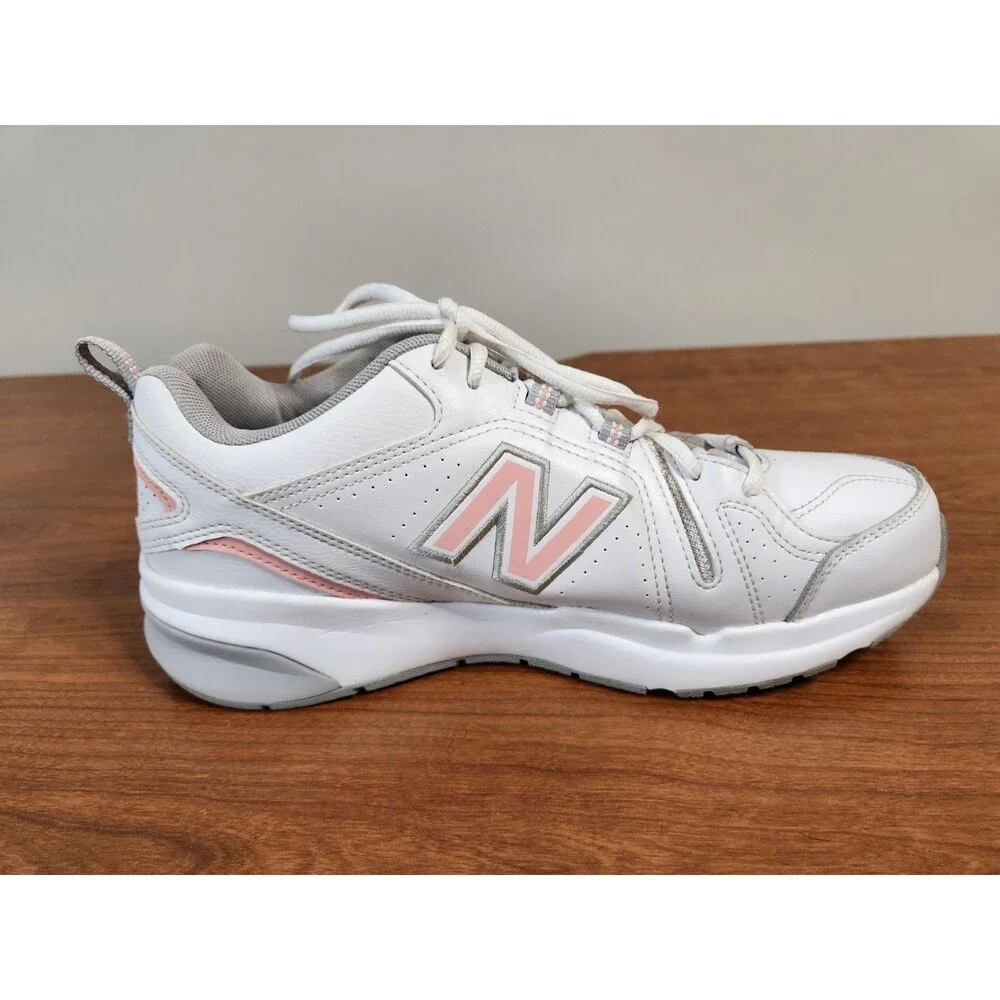 New Balance 608v5 Women 10 ~ Men 8.5 White Pink Leather Training Shoes WX608WP5